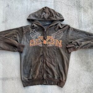 The Great China Wall‎ SEVEN for all mankind Zip Up Hoodie Men's Distressed 2XL